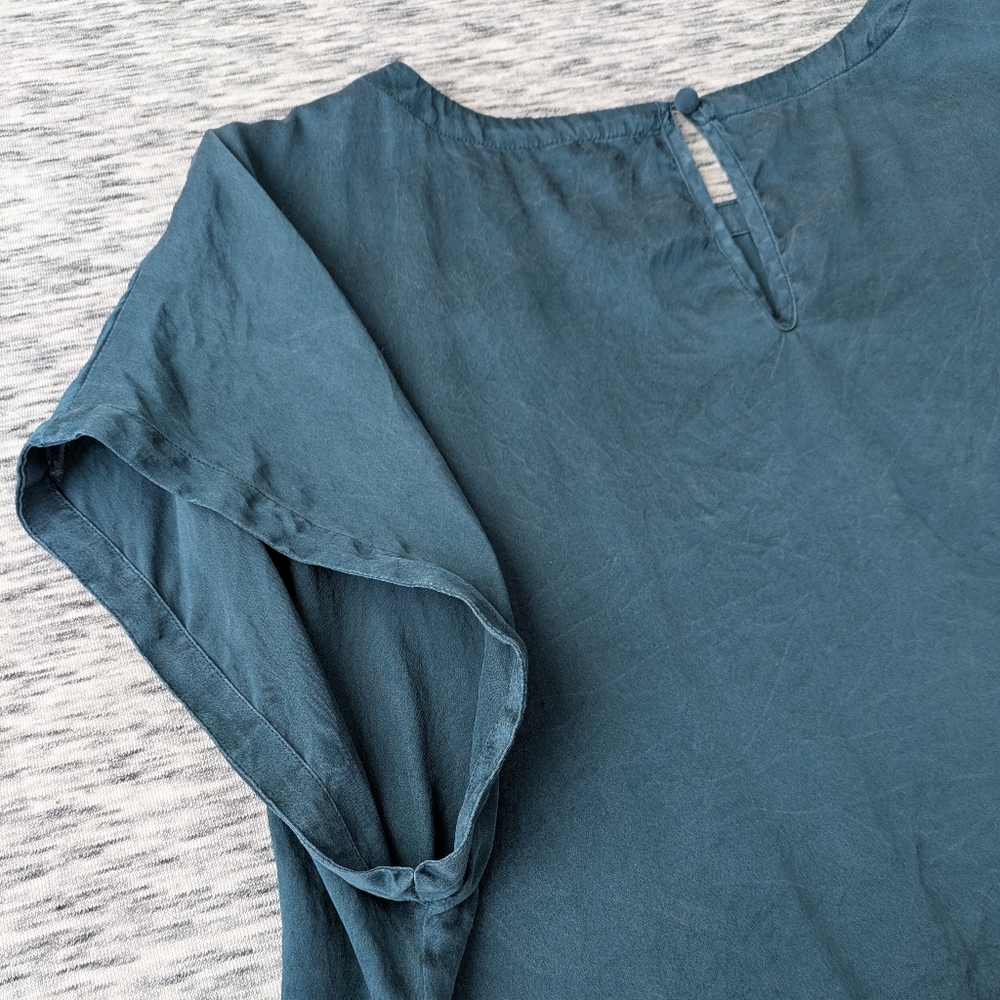 Deep Teal Silk Women's Top Buttery Soft Sz XL - Picture 6 of 11
